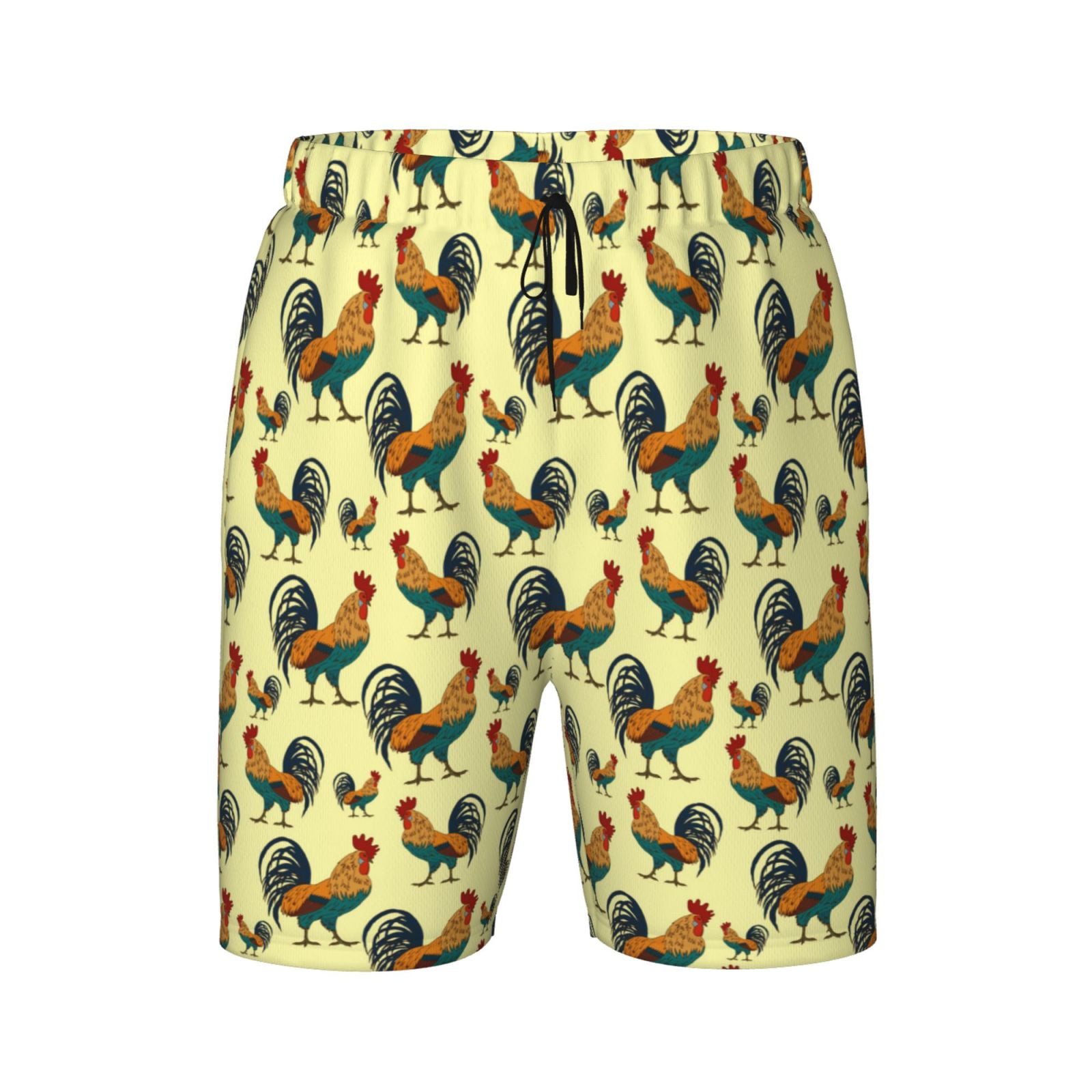 Ocsxa Roosters In Farm Print Boys Swim Trunks Compression Liner Swim