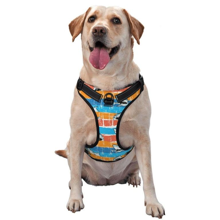 Ocsxa Shark On Line Dog Harness for Small Large Dogs No Pull Service Vest with Reflective Strips Adjustable and Comfortable for Easy Walking No