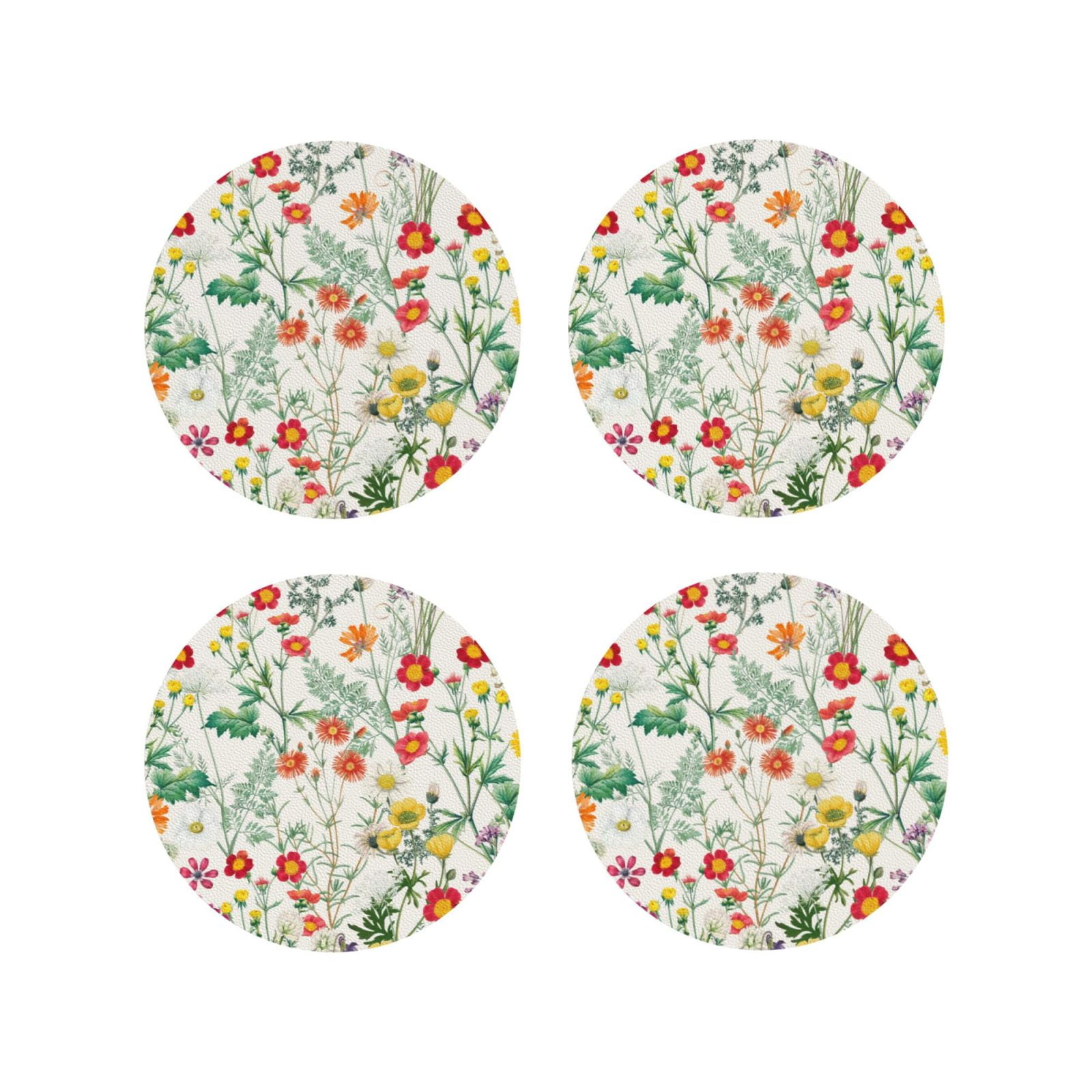 Ocsxa Spring floral Coasters for Drinks Leather Coasters Set of 4 for ...