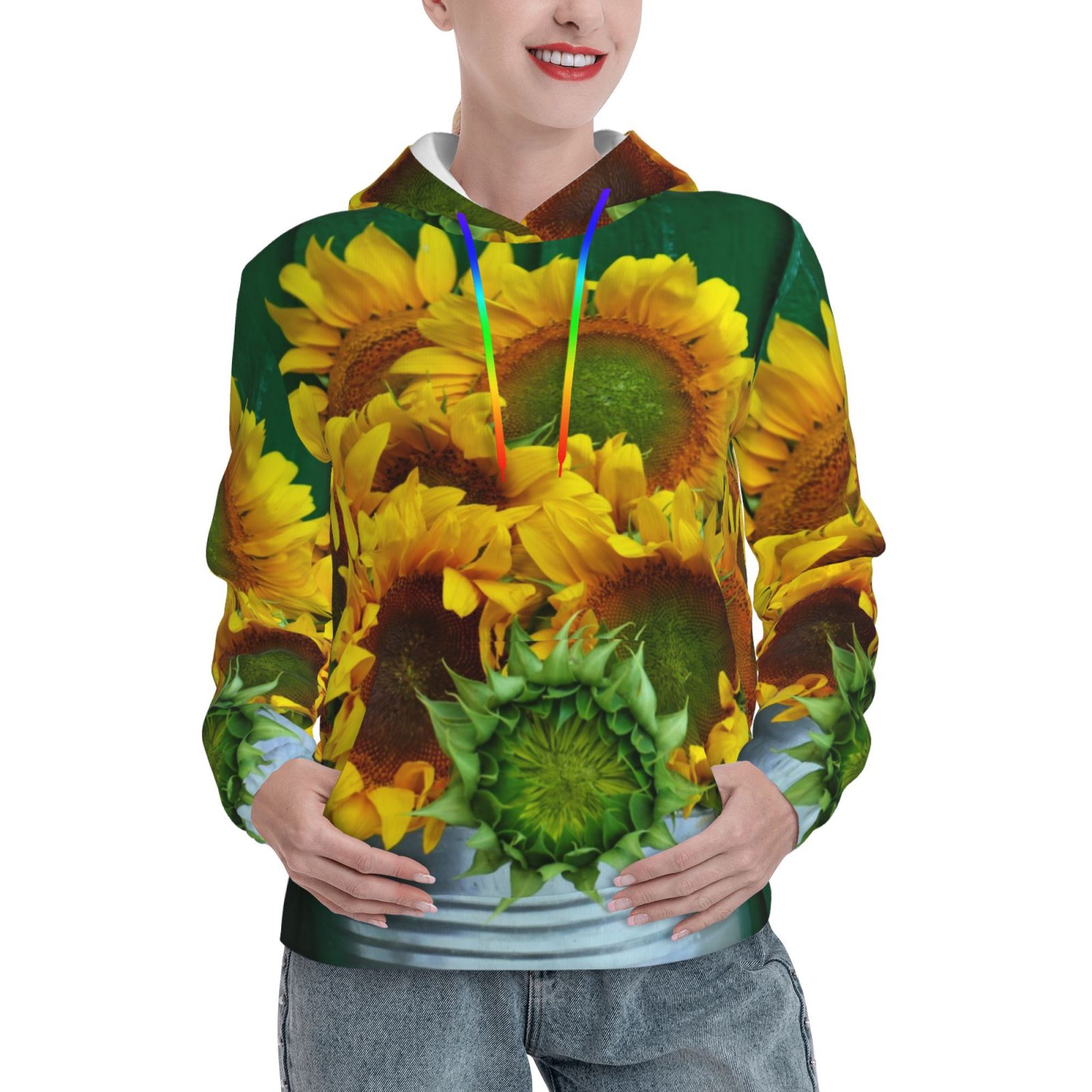 Ocsxa Sunflowers In Bucket Print Pullover Hoodie Sweatshirts For Youth 