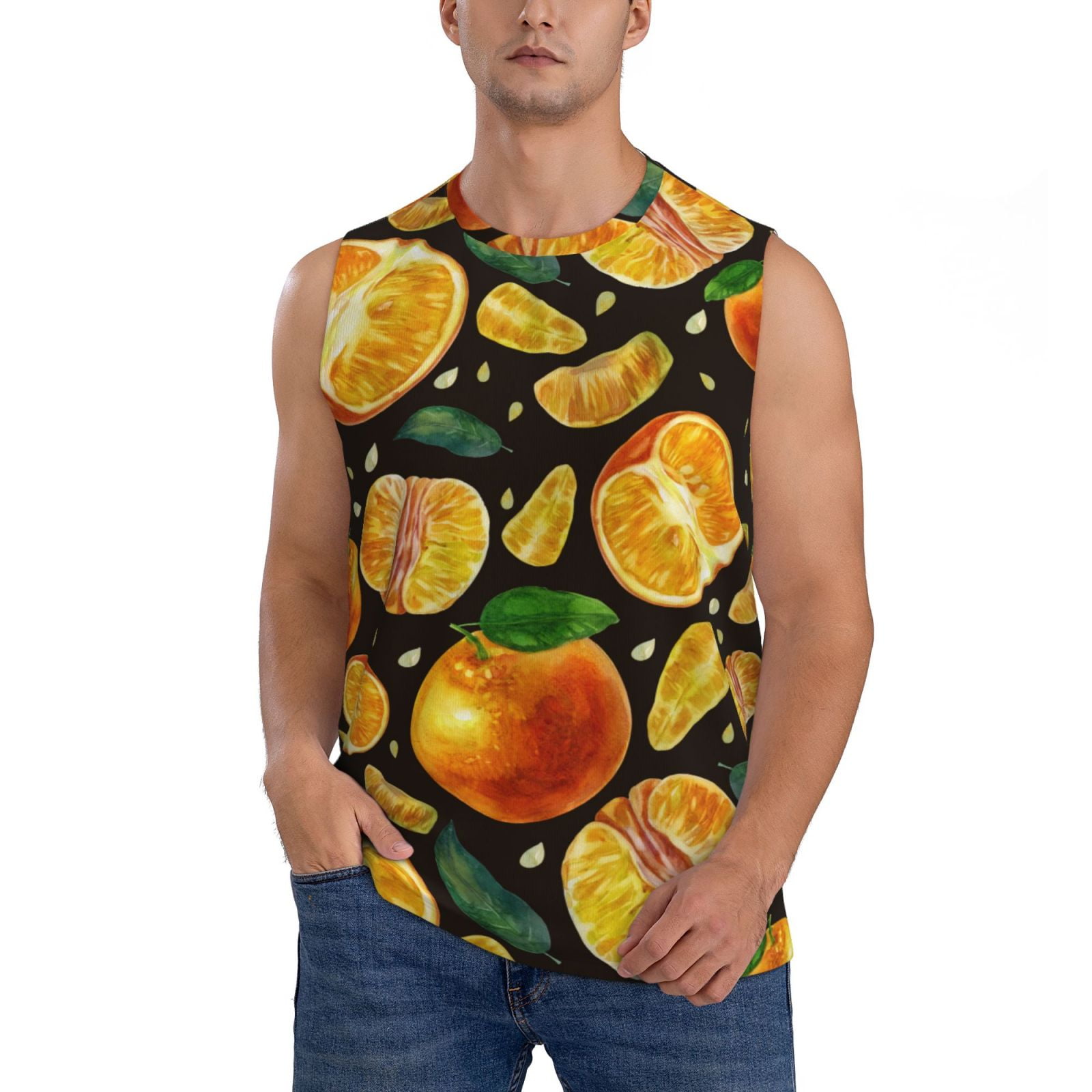 Ocsxa Tangerine Print Workout Tank Tops Gym Sleeveless Fitness Muscle