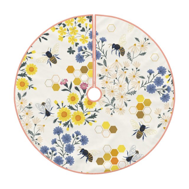 Ocsxa Wildflower Honeybee Christmas Tree Skirt Snowman Xmas Tree Skirt Farmhouse Christmas