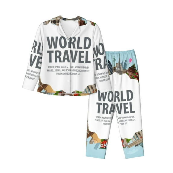 Ocsxa Women 2 Piece Floral Pajamas Lounge Set World Travel Loungewear