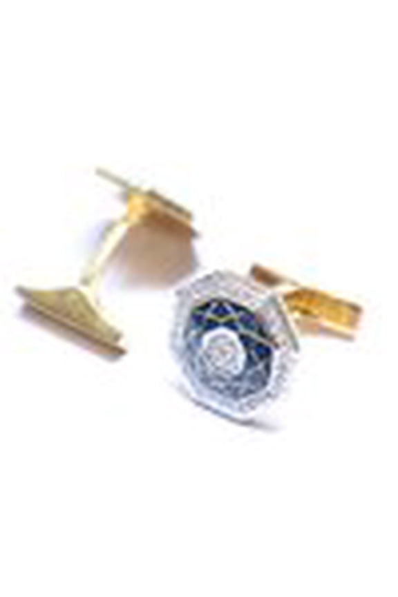 Octagon Cubic Zirconia Gold Plated Cufflinks  Elegant Luxury Jewelry for Men  Perfect Gift for Weddings, Formal Events