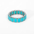 thumbnail image 1 of Octagon Cut Turquoise Full Eternity Engagement Ring, Stackable Thick Band Ring for Anniversary, December Birthstone Ring, Bezel Set Ring, 1 of 5