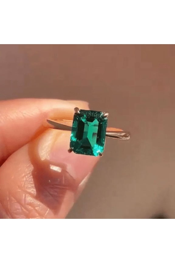 Octagon Emerald Engagement Ring, Proposal Ring, May Birthstone Ring, Lab Emerald Promise Ring, Anniversary Ring, Wedding Gift