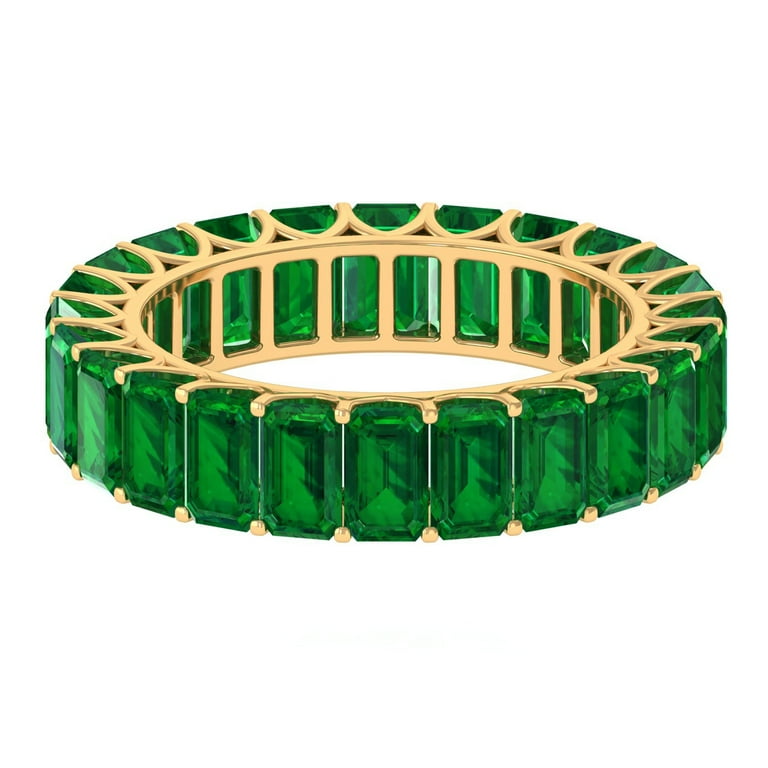 Octagon Eternity Band Ring Lab Created Emerald Ring for Women