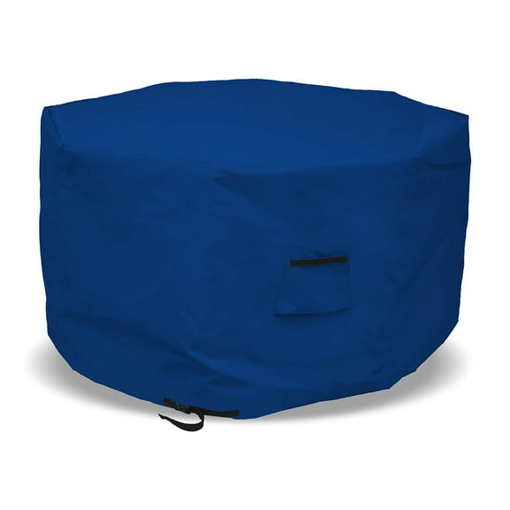 Octagon Fire Pit Cover 18 Oz Waterproof - 100% Weather Resistant Outdoor Fire Pit Table Cover with Air Pocket & Drawstrap for Snug Fit (40" H x 65" D, Blue)