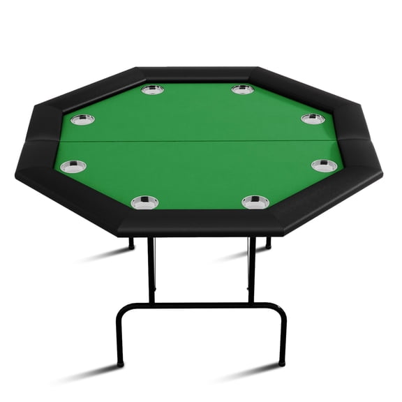 Octagon Folding Poker Table For 8 Players With Stainless Steel Cup-Green