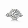thumbnail image 1 of Octagon Halo Wedding Diamond Ring, Art Deco Vintage Engagement Ring, Retro Halo Pave Set Diamond Ring, Minimal Daily Wear Round Cit Diamond Ring, 2.2 Ct Simulated Diamond,14K White Gold Plated, 1 of 5