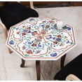 thumbnail image 1 of Octagon Marble Coffee Table with White Marble Top, Intricate Marquetry Art Design, Indian Cottage Style Home Furniture 30 Inch, 1 of 5
