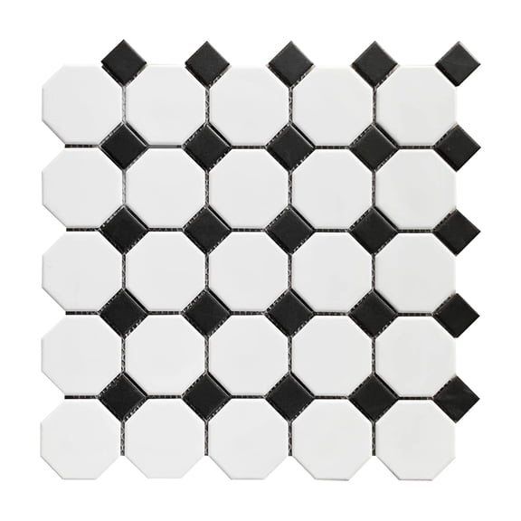 Octagon - Matte 11.6-in x 11.6-in Porcelain Mosaic Floor and Wall Tile(18.69-sq. ft/ Box)