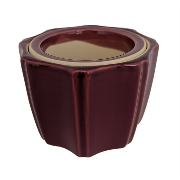 Octagon Self Watering Glazed Ceramic Pot - Plum - 5 1/4 x 4 1/4"