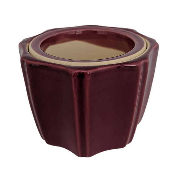Octagon Self Watering Glazed Ceramic Pot - Plum - 5 1/4 x 4 1/4"