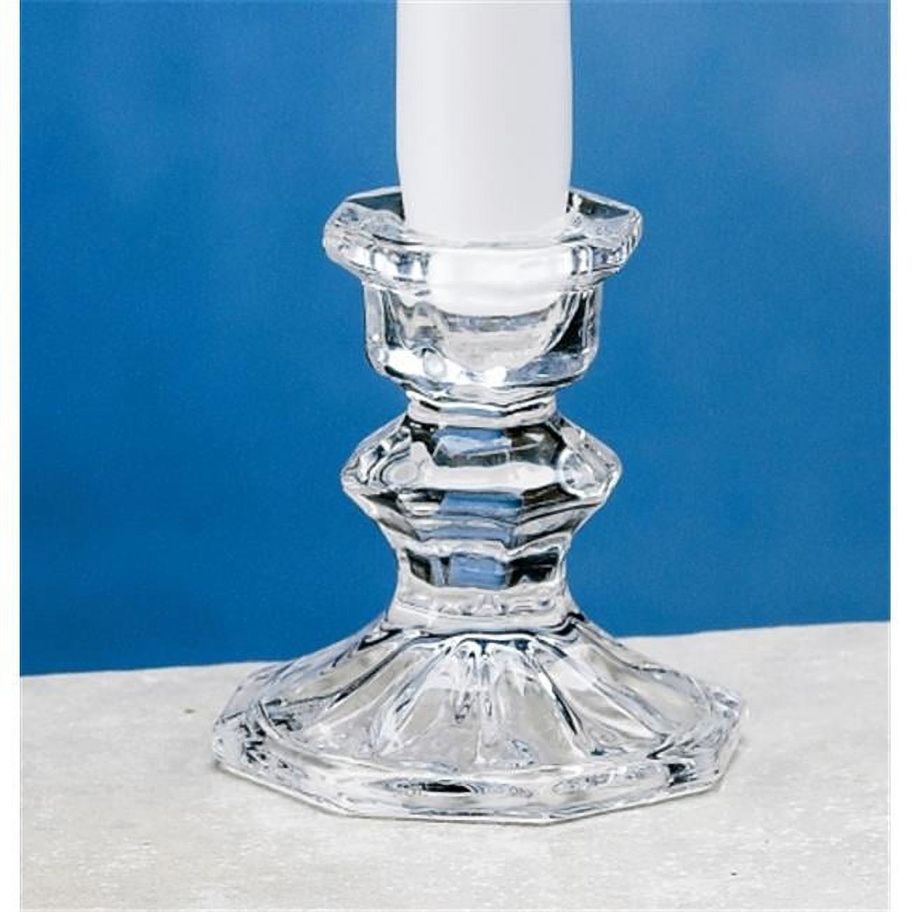 Octagon Top Taper Candle Holder in Clear Glass