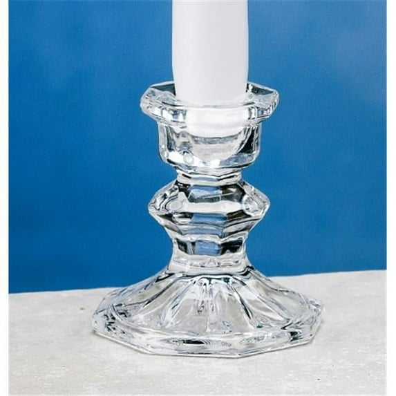 Octagon Top Taper Candle Holder in Clear Glass