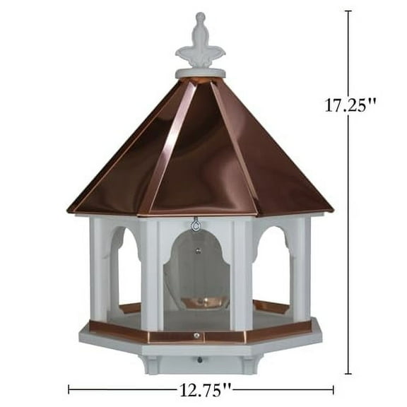 Octagon Wild Bird Feeder Solid Cellular PVC Clear Copper Roof Made in The USA (SBF8C) (3.5" x 3.5" Mount)