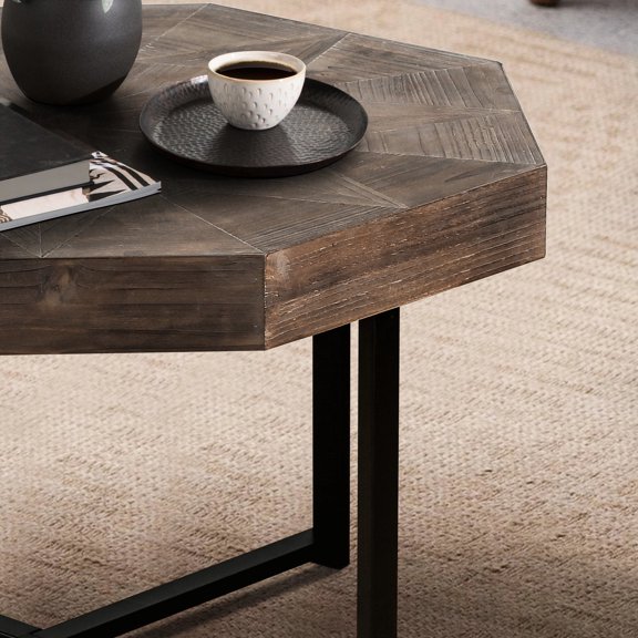 Octagonal Coffee Table with Unique Patchwork / Stable, Ideal for Living Space