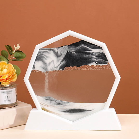 Octagonal Flowing Sand Painting, Relaxing Quick Sand Art, Decorative Hourglass for Living Room and Office Desktop, Perfect Gift for Art Lovers and Collectors