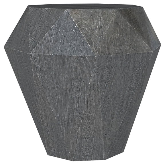 Octagonal Mango Wood Side Table - Grey Accent Table for Living Room