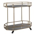 thumbnail image 1 of Octagonal Metal Bar Cart with Mirrored Top and Bottom Silver and Gold - Saltoro Sherpi, 1 of 5