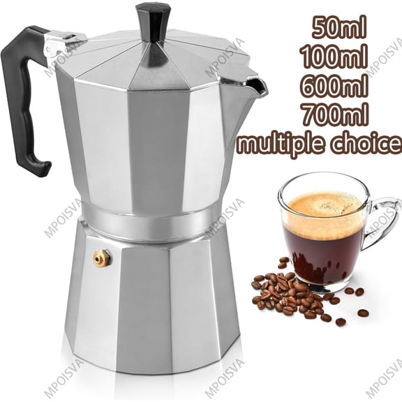Octagonal Moka Pot, 6-Cup Aluminum Stovetop Espresso Maker, Italian Design, Rich Crema, Gas Stove Compatible, for Home Office, 1 Pack by MPOISVA