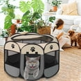 thumbnail image 1 of Octagonal Pet Fence Dog Cat Playpen Tent | Foldable Scratch-Resistant Cloth Pet Enclosure | Portable Dog Delivery Room Kennel | Spacious Indoor Outdoor Puppy House | 73x73x43cm | 1 Pack, 1 of 6