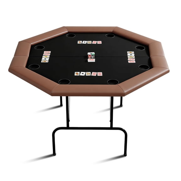 Octagonal Poker Table With Collapsible Legs, 10-Player Casino Game Table