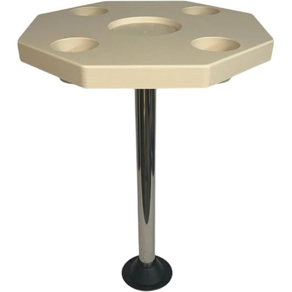 Octagonal Pontoon Table - Ivory - 28 in. - Includes 2 Mountings - Easy to Clean
