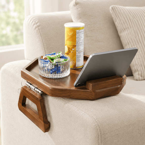 Octanginal Octagonal Sofa Arm Tray Couch Armrest Table With Folding Arms ...