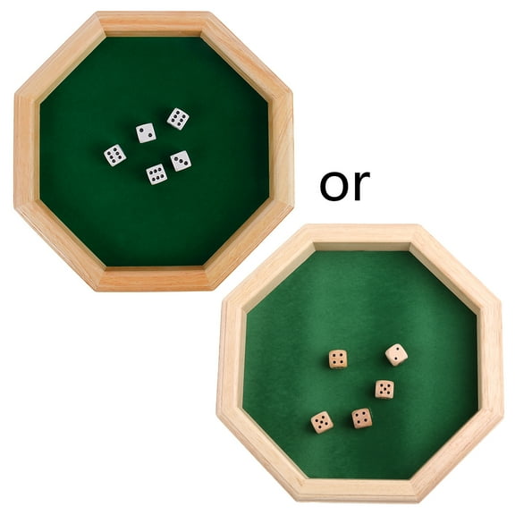 Octagonal Tray Portable Wooden Rolling Tray with Felt Lined for Tabletop Roleplaying Games Quiets