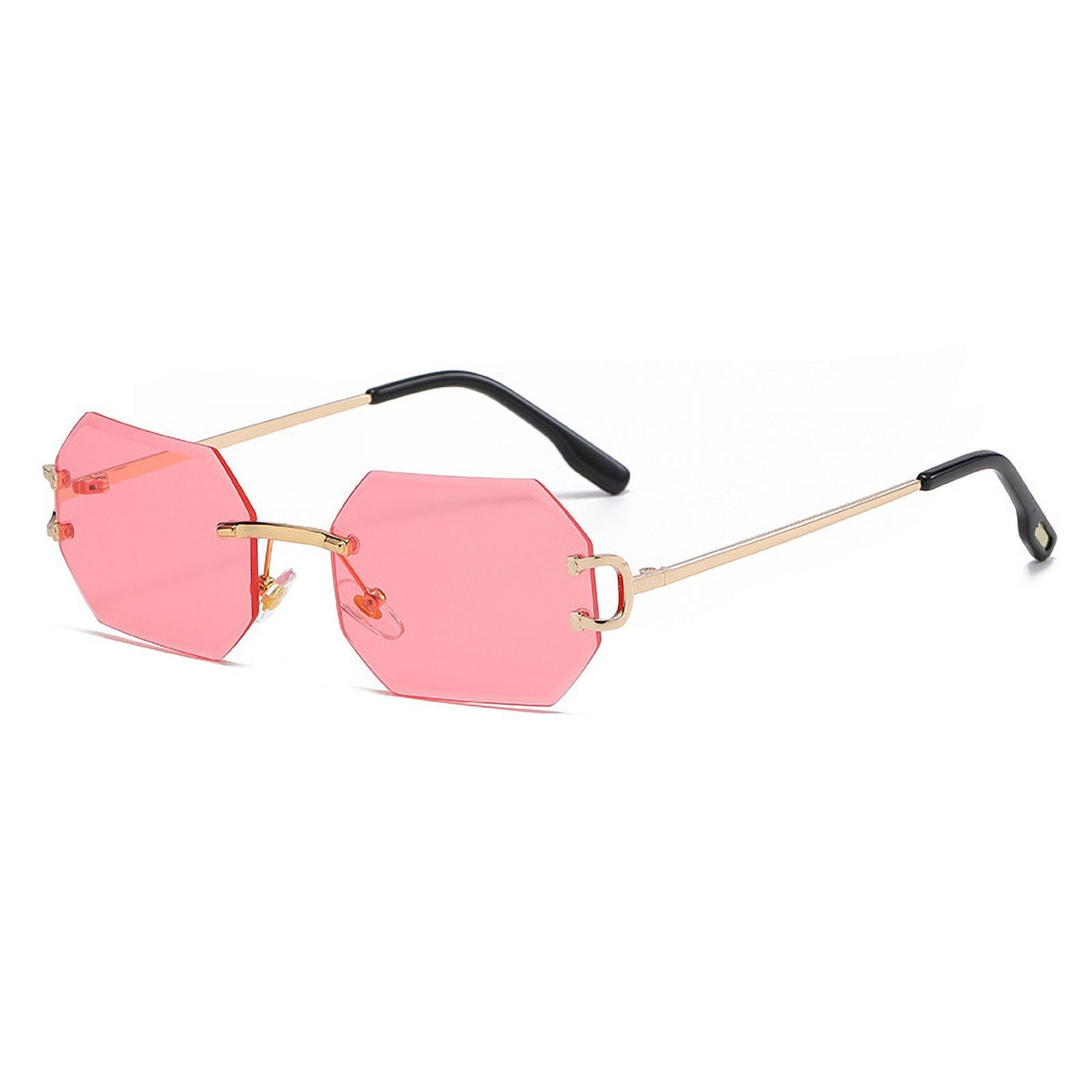 Octagonal frameless trim fashion sunglasses women display picture 3