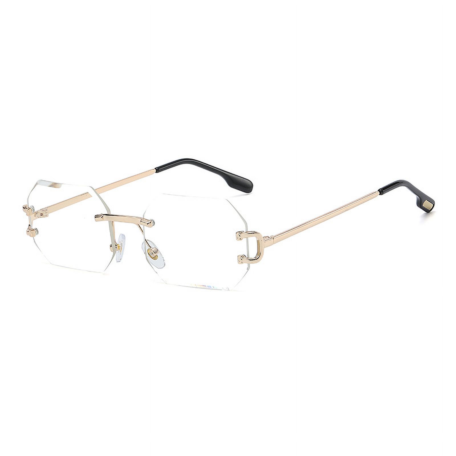 Octagonal frameless trim fashion sunglasses women display picture 1