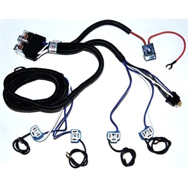 H4 Headlight Relay Wiring Harness Kit – Ceramic Socket Plug 4-Headlamp System