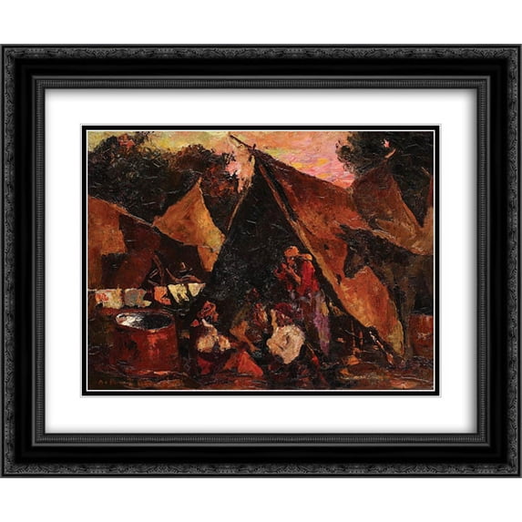 Octav Bancila 2x Matted 24x20 Black Ornate Framed Art Print 'The Gipsy Tent'