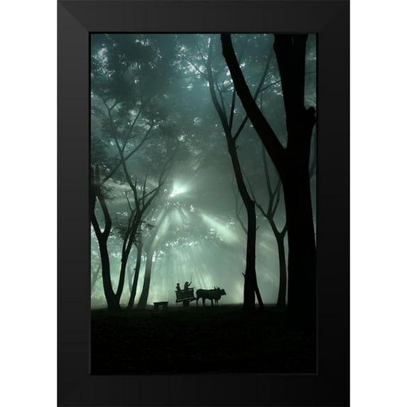Octavandy 11x14 Black Modern Framed Museum Art Print Titled - Oxcart Silhouette