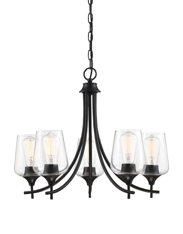 Octave Black 5-Light Chandelier with Clear Glass Shades