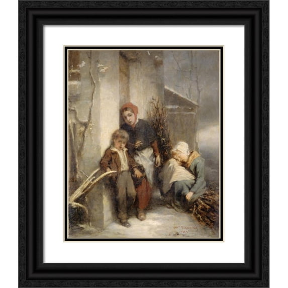 Octave Tassaert 20x24 Black Ornate Framed Double Matted Museum Art Print Titled: The Door Closed (1855)