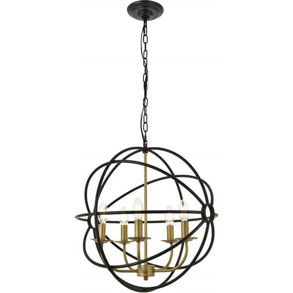 Octavia 5 light Brass and Dark Brown Pendant
