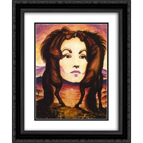 Octavio Ocampo 2x Matted 20x24 Black Ornate Framed Art Print 'Horse Face'