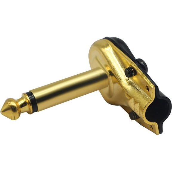 Octavix Studio 1/4" TS Right Angle Flat Low Profile Mono Male Jack 6.35mm Connectors - Black/Gold