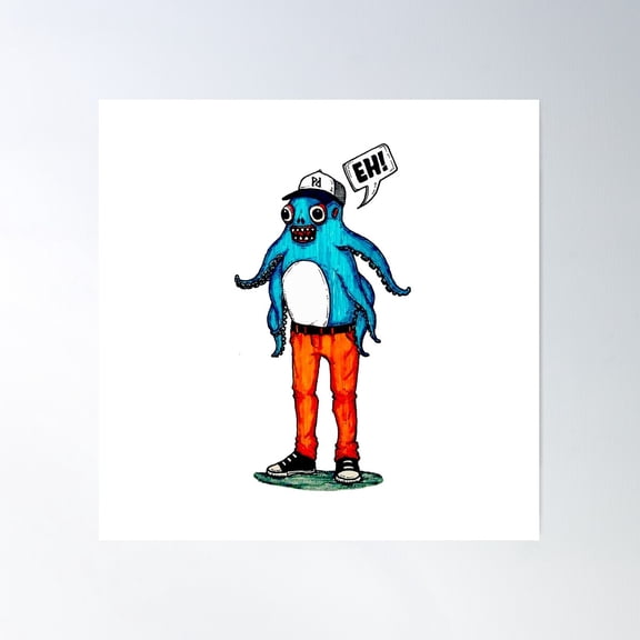 Octo Eh Poster Wall Art, Modern Wall Decor For Living Room Bedroom, 17x17 UNFRAMED