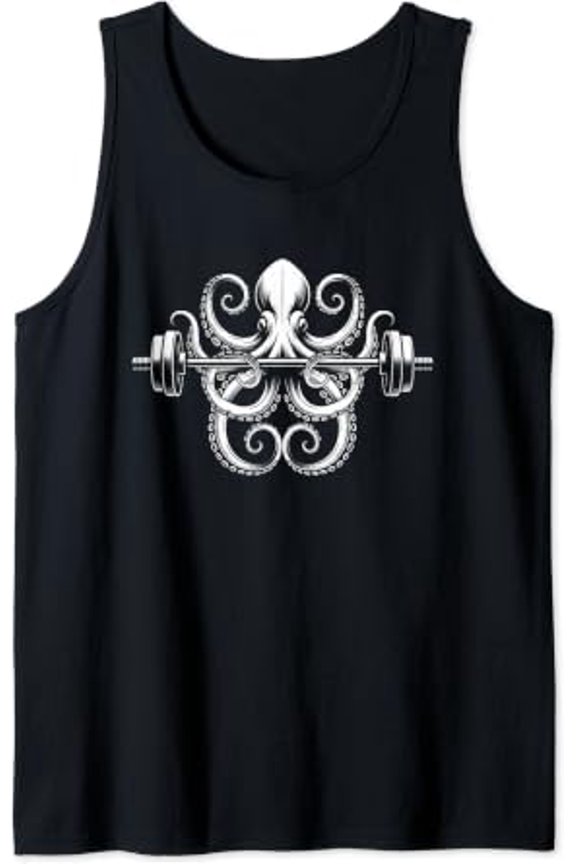 Octo Gym Bodybuilder Octopus Weightlifting Training Fitness Tank Top Size S-3XL