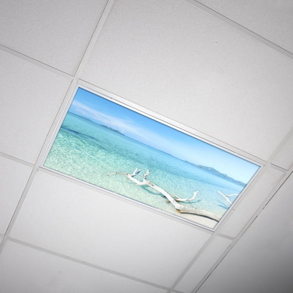 Octo Lights - Fluorescent Light Covers - 2x4 Flexible Ceiling Light Filters - For Classrooms and Offices - Beach 002