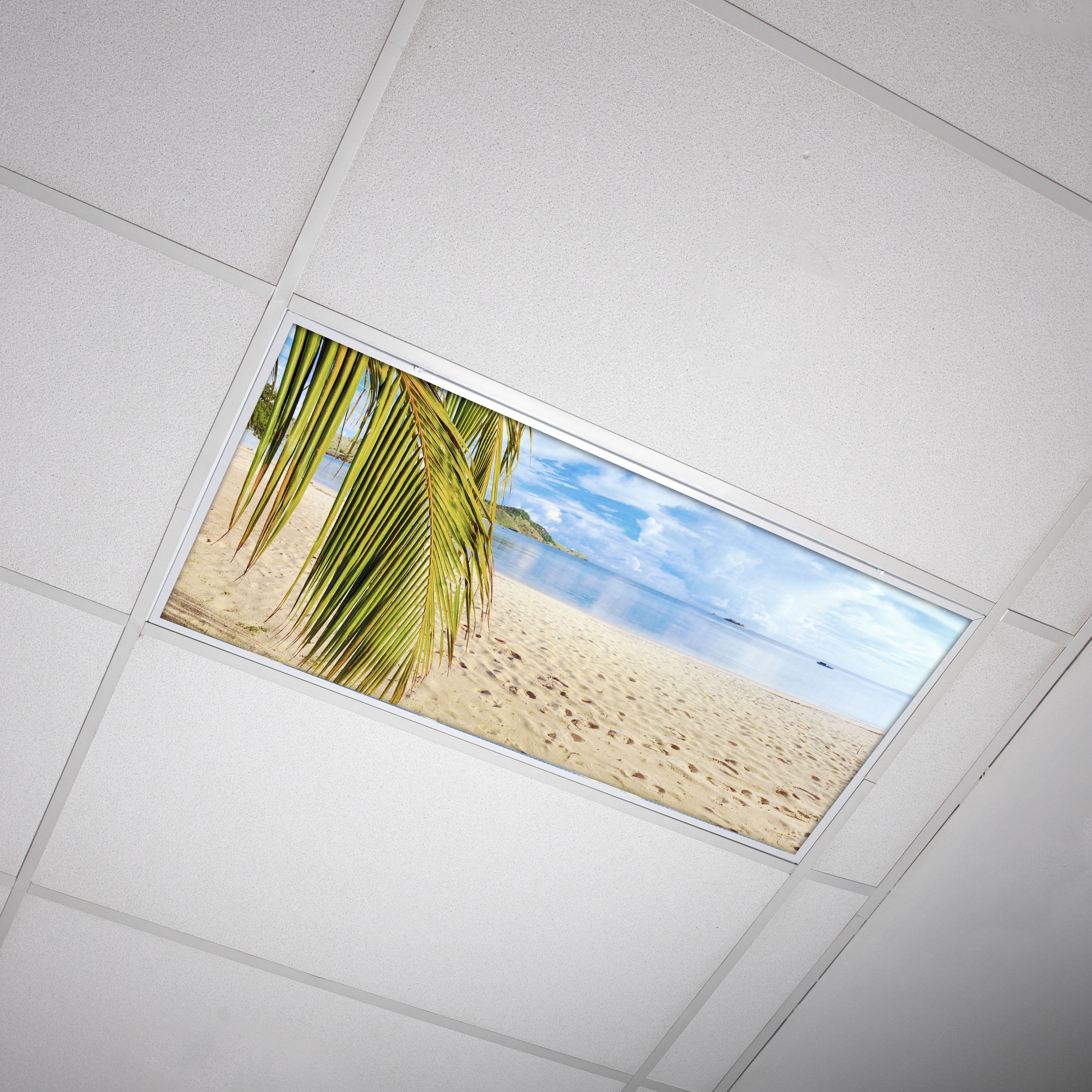 Island Paradise Sandy Beach Fluorescent Light Diffuser, 2x4 ft Crystal Clear Imagery