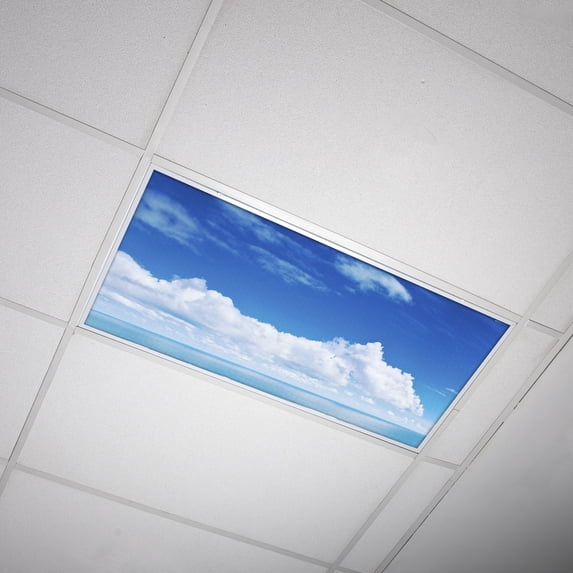 Octo Lights - Fluorescent Light Covers - 2x4 Flexible Ceiling Light Filters - For Classrooms and Offices - Cloud 017
