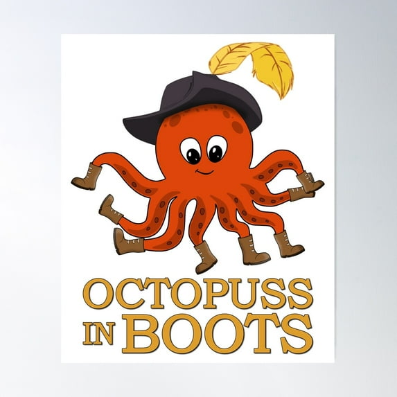 Octo-Puss In Boots Poster Wall Art, Modern Wall Decor For Living Room Bedroom, 8x12 UNFRAMED