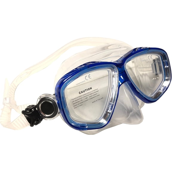 OctoBlue Sea Slender Scuba Diving Snorkeling Mask - Blue Frame with Clear Silicone