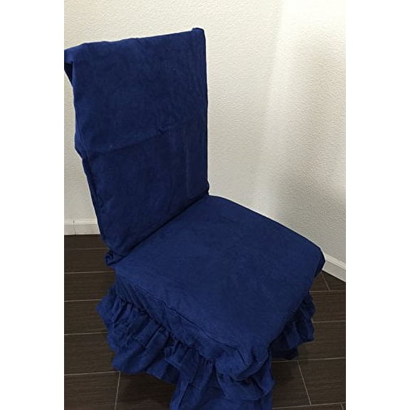 OctoRose ® 1pc Soft Micro Suede Shortly Dining Chair Cover Protector Royal Blue 19x18inch (DxW)
