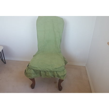 OctoRose 1pc Soft Micro Suede Shortly Dining Chair Cover Protector Sage Green 19x18inch (DxW)